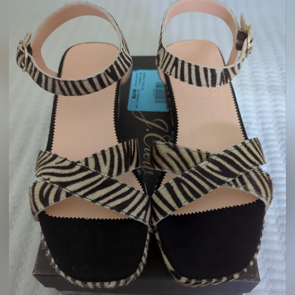 J.CREW hair calf platform sandals size 8
